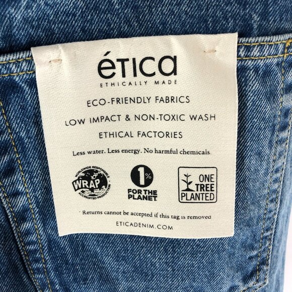 Etica Womens Cassel Ultra High Barrel Jeans Button Fly Rigid Bluestone Wash 27 - Picture 4 of 8